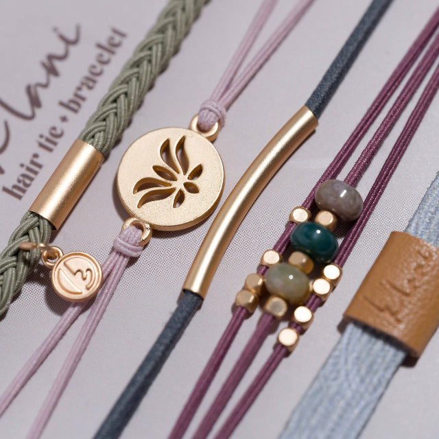 K'lani "Breathe" Lotus Flower Earthy Tones Hair Tie Bracelets