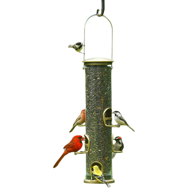 Aspects Big Tube Bird Feeder with Quick-Clean Base - Brass