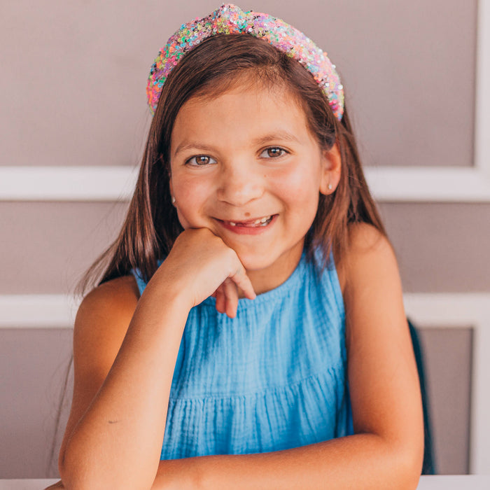 Rainbow Sparkly Sequin Knot Headband