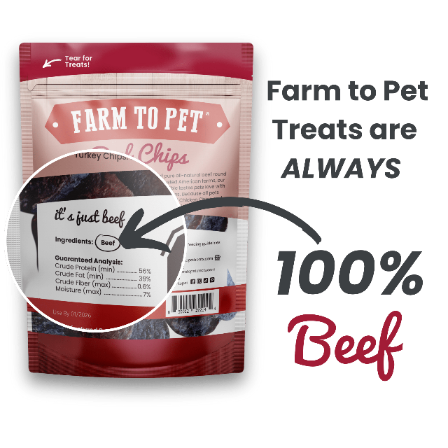Farm to Pet Beef Chips 4oz Single-Ingredient Dog Treats