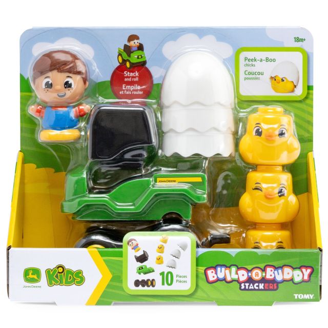 John Deere Build-A-Buddy Stackers Farm Playset - 10-Piece John Deere Chick Toy Set