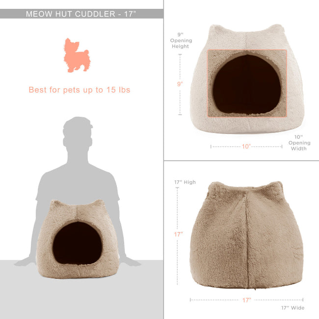 Meow Hut Fur Pet Bed, Wheat