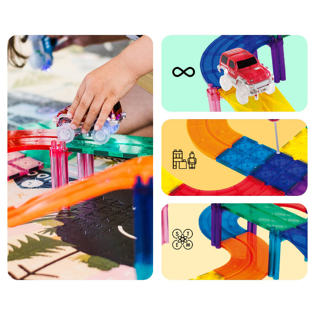 PicassoTiles 30pc Magnetic Race Track Building Set