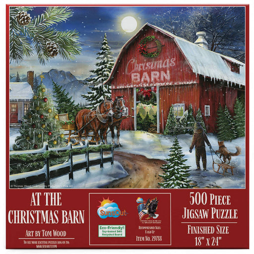 SunsOut 500 Piece Jigsaw Puzzle, At the Christmas Barn
