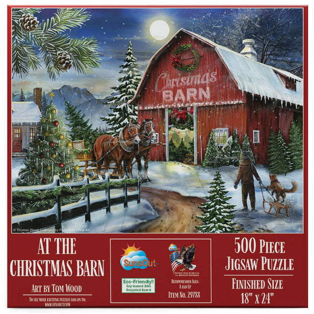 SunsOut 500 Piece Jigsaw Puzzle, At the Christmas Barn