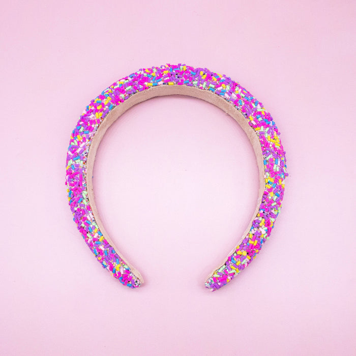 Chunky Puffy Sprinkles Headband, Light Blue