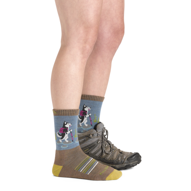 Women's Critter Club Micro Crew Lightweight Hiking Socks, Husky (Bark)