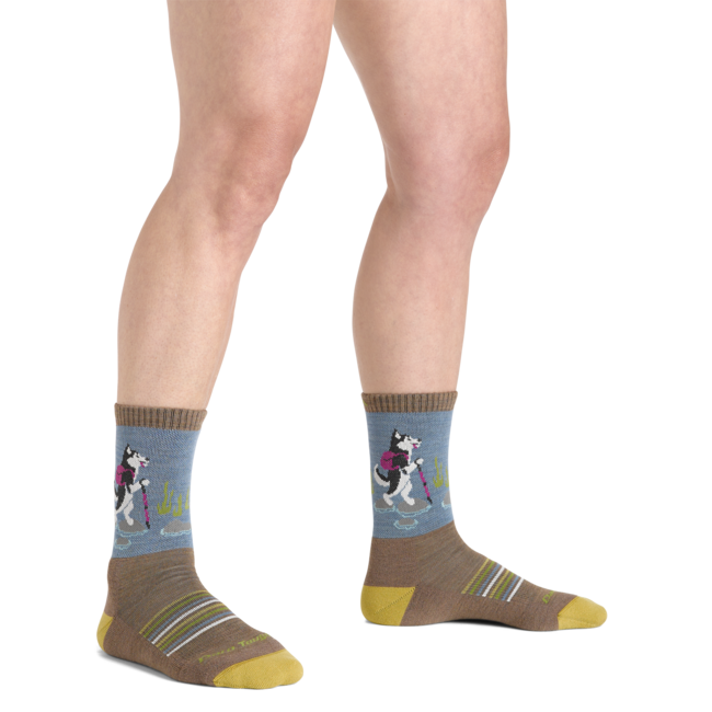 Women's Critter Club Micro Crew Lightweight Hiking Socks, Husky (Bark)