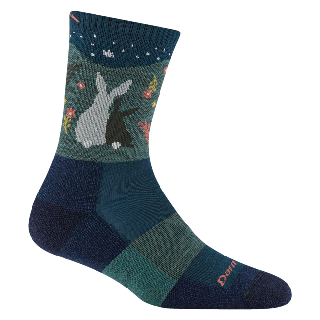 Women's Critter Club Micro Crew Lightweight Hiking Socks, Bunny (Eclipse)