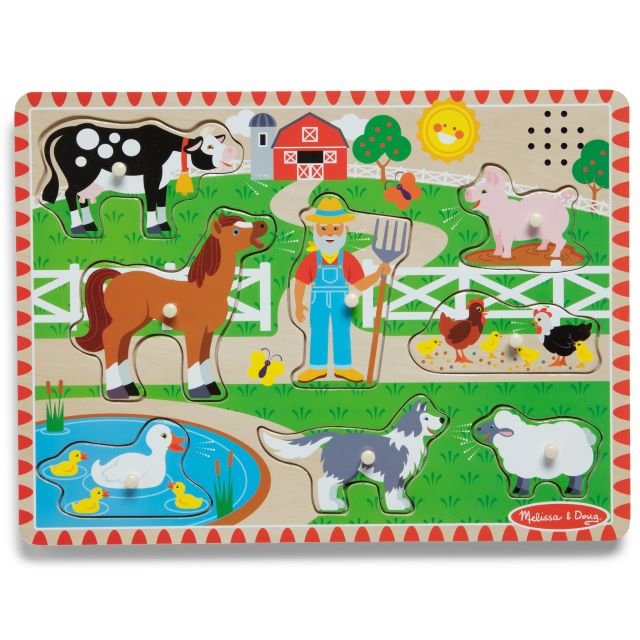 Melissa Doug Old Macdonald's Farm Wooden Peg Song Puzzle 8-Piece