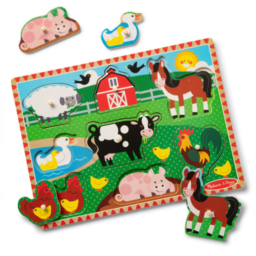 Melissa & Doug Wooden Farm Peg Puzzle 8-Piece