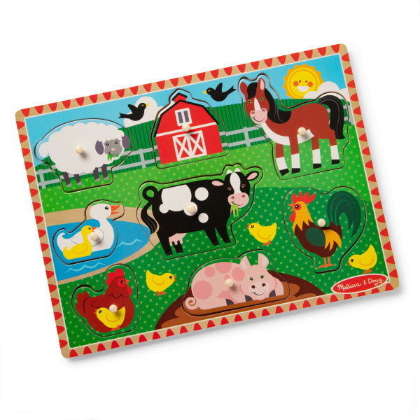 Melissa & Doug Wooden Farm Peg Puzzle 8-Piece