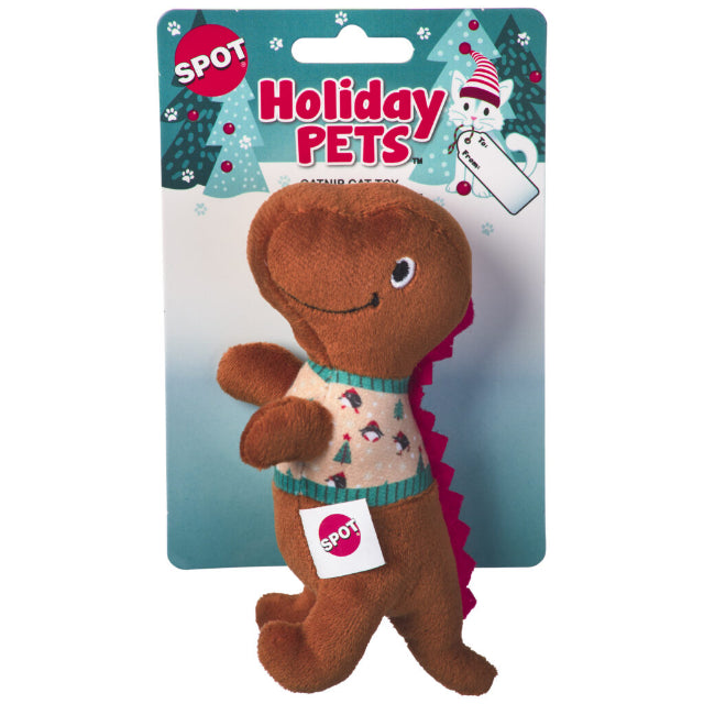 SPOT Holiday Dinosaur Cat Toy 6in, Assorted