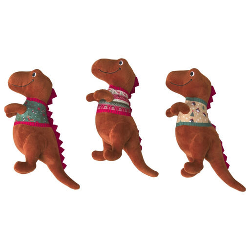 SPOT Holiday Dinosaur Plush Dog Toy, Assorted