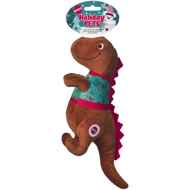 SPOT Holiday Dinosaur Plush Dog Toy, Assorted