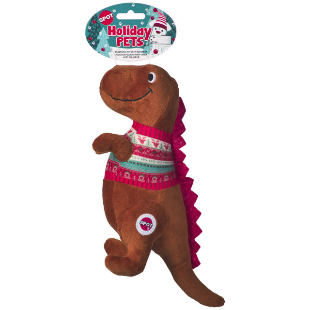 SPOT Holiday Dinosaur Plush Dog Toy, Assorted