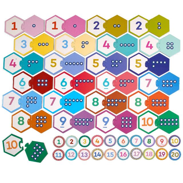 eeBoo Numbers Hexagon Puzzle Pairs