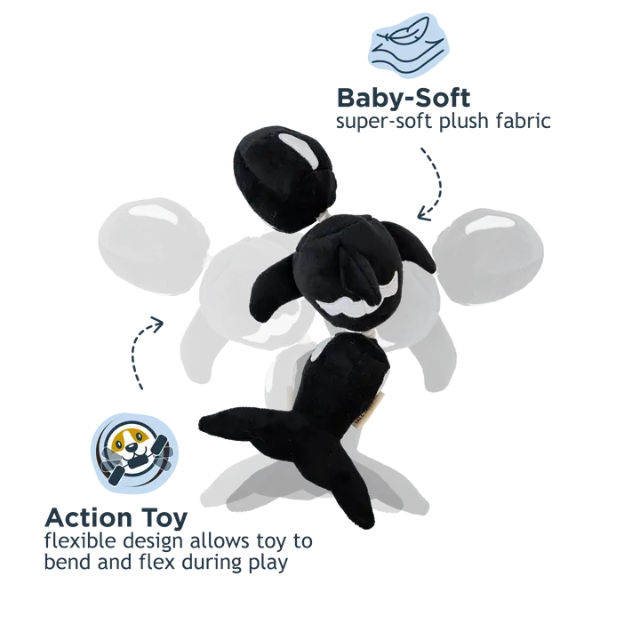 Tall Tails Orca Jointed Shake Play Dog Toy