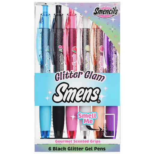 Glitter Glam Smens 6-Pack Scented Black Glitter Gel Pens