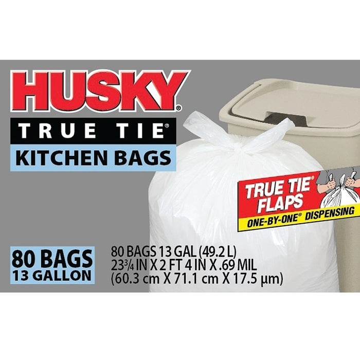 Kitchen Trash Bags, 13 Gal White - 80 Bags per Box