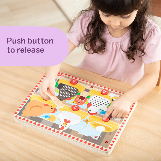 Melissa & Doug Happy Hens Push to Pop Puzzle