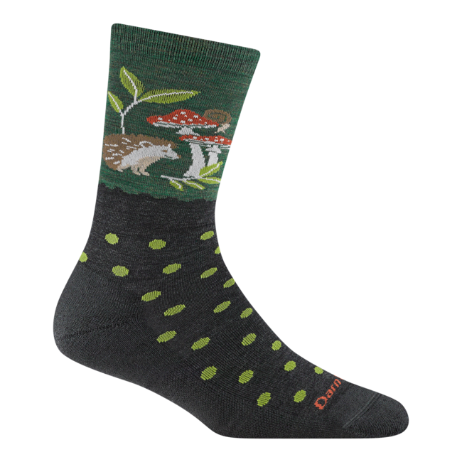 Women's Wild Life Crew Lightweight Lifestyle Socks, Hedgehog Moss