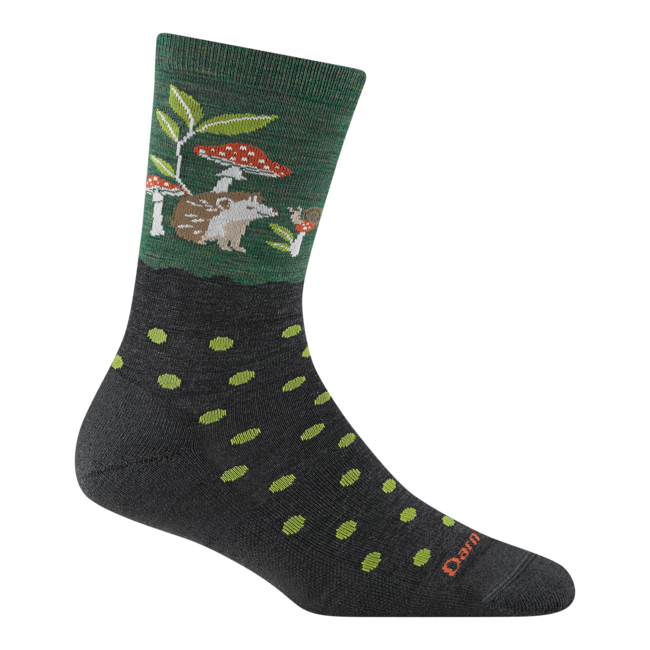Women's Wild Life Crew Lightweight Lifestyle Socks, Hedgehog Moss