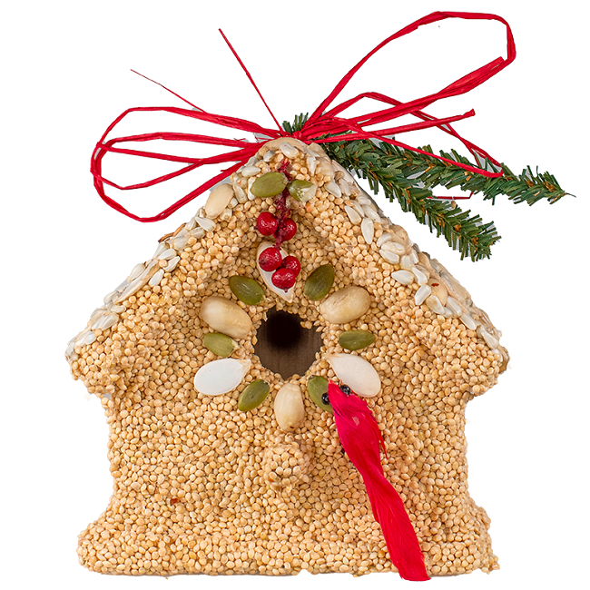 Mr. Bird Poinsettia Design Birdie Seed Cottage, Assorted