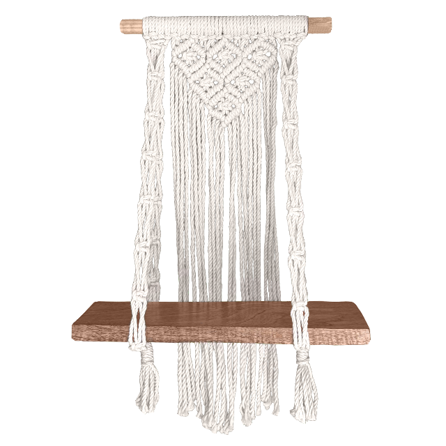 12 plant hanger Meesh Drops 055710 12 in. WS-020-NAT-18 Macrame Light Diamonds Pattern MP4 Wall Shelf, White