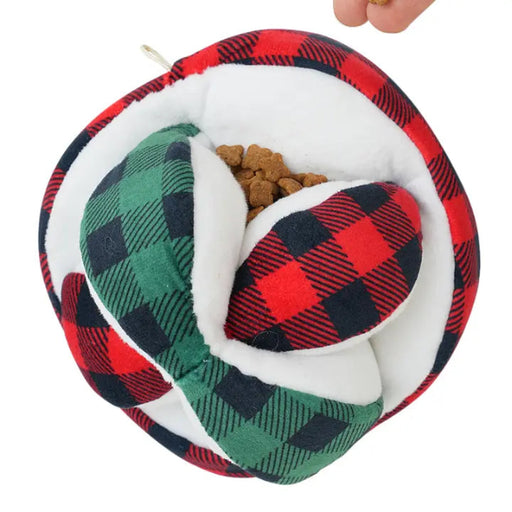 Tall Tails Plaid Ball Plush Puzzle Dog Toy