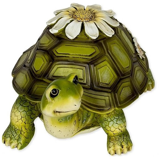 Turtle with Daisies Garden Statue