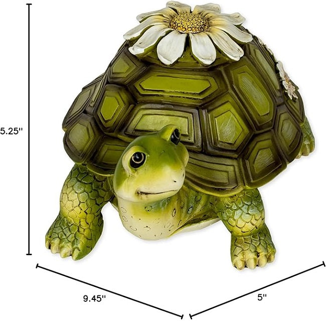 Turtle with Daisies Garden Statue