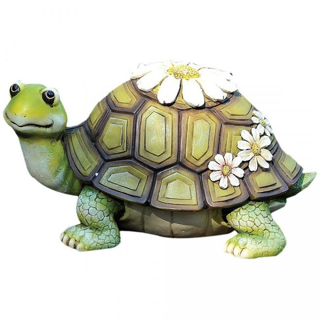 Turtle with Daisies Garden Statue