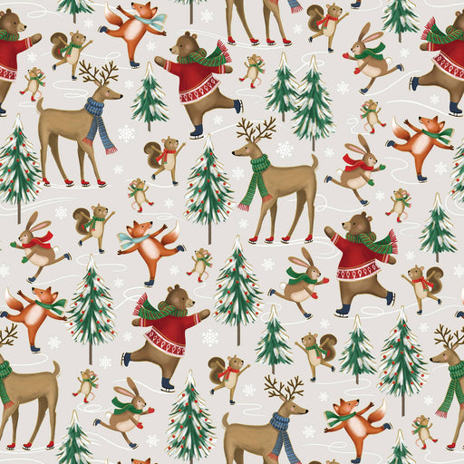 Woodland Skating Jumbo Holiday Gift Wrap Roll 10' x 30"