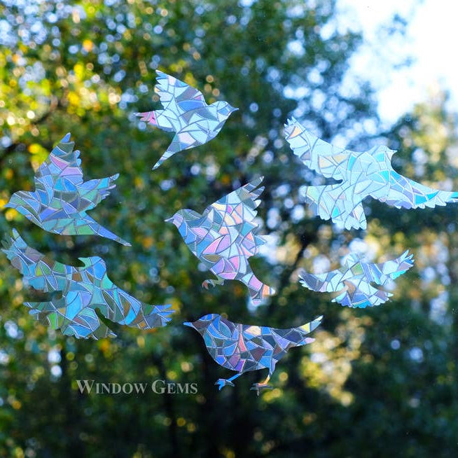 Window Gems Assorted Birds 7 Piece Prismatic Window Decals