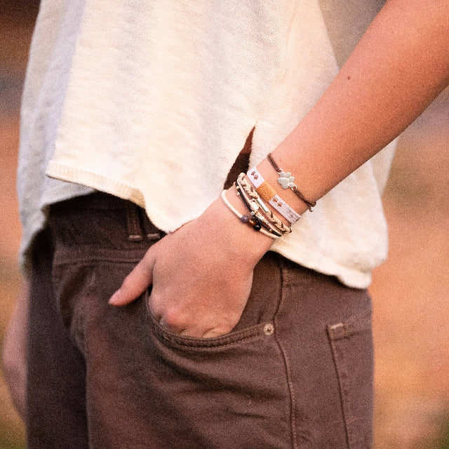 K'lani "Paws" Natural Hues with Silver & Paw Accents Hair Tie Bracelet