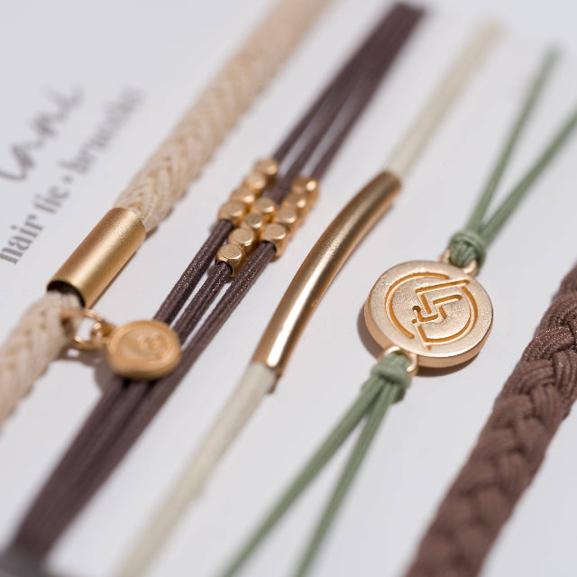 K'lani "Climb" Natural Colors with Gold Mountain Accent Hair Tie Bracelets