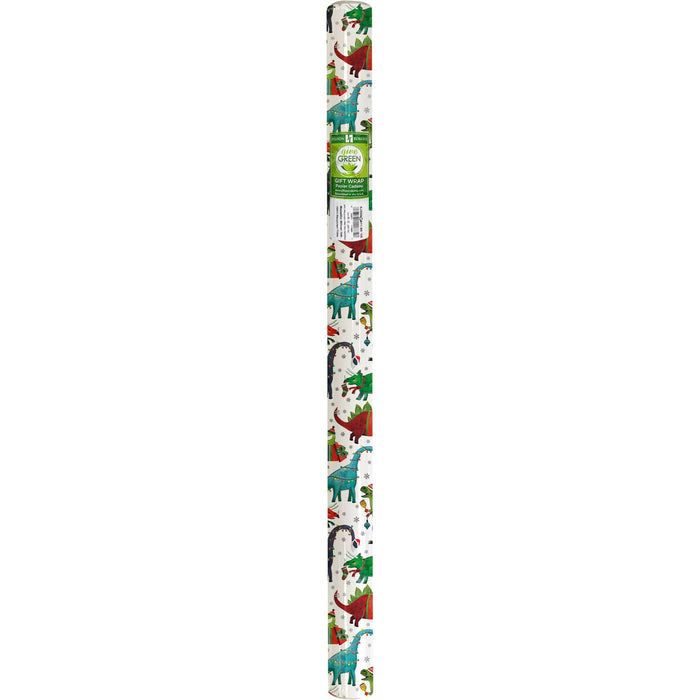 Decked Out Dinosaur Jumbo Holiday Gift Wrap Roll 10' x 30"