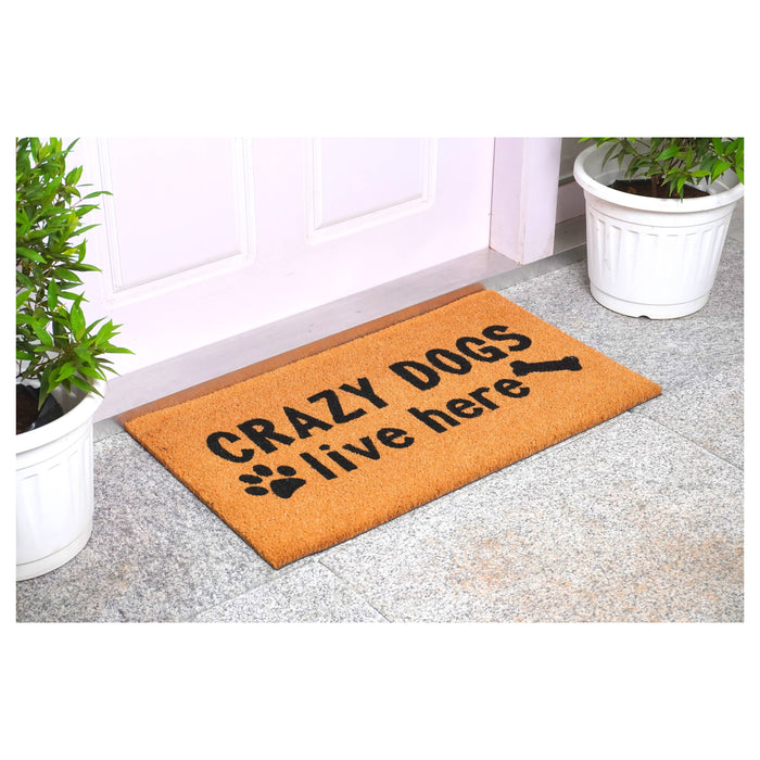 Crazy Dogs Live Here 17" x 29" Coir Non-Slip Doormat