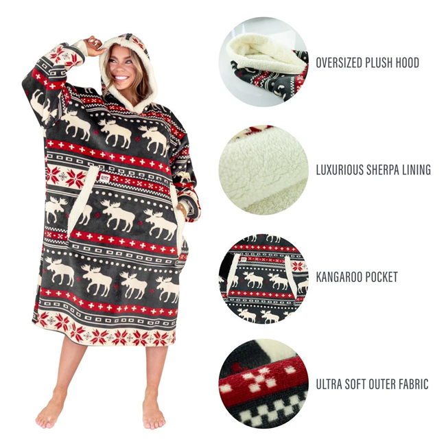Blanket Hoodie Cabin Fair Isle–Oversized Wearable Blanket