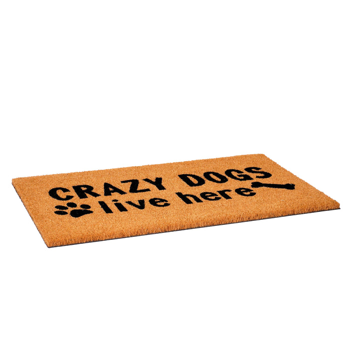 Crazy Dogs Live Here 17" x 29" Coir Non-Slip Doormat