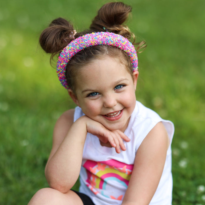 Chunky Puffy Sprinkles Headband, Light Blue