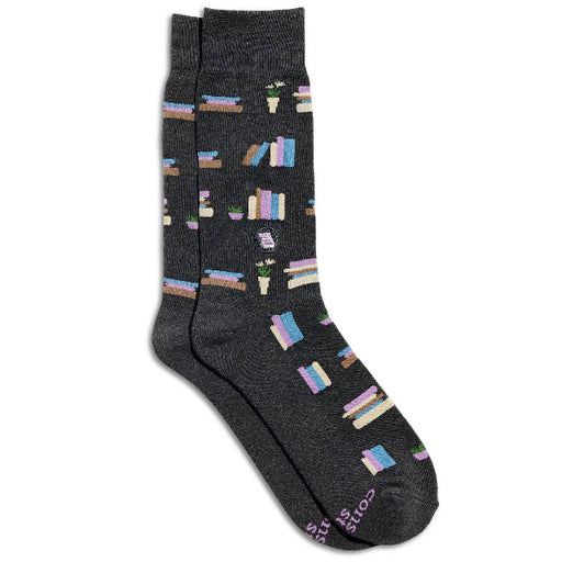 Socks that Give Books | Gray Bookshelves