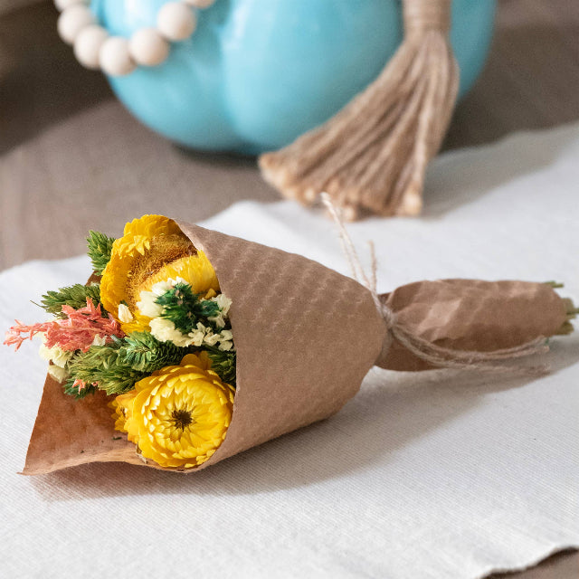 Golden Glow Mini Dried Floral Bouquet Bundle