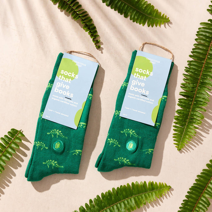 Socks that Give Books  (Green Dinosaurs)