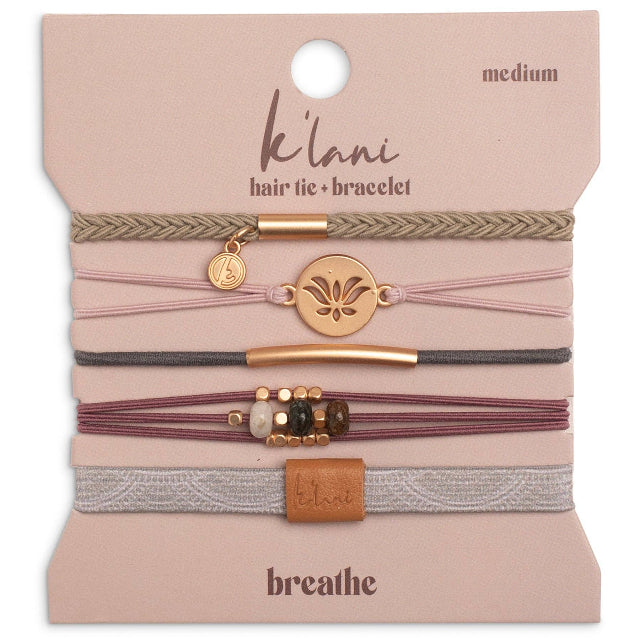 K'lani "Breathe" Lotus Flower Earthy Tones Hair Tie Bracelets