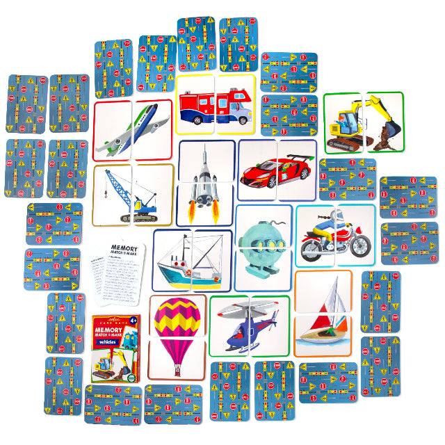 eeBoo Vehicles Memory Match & Make Card Game