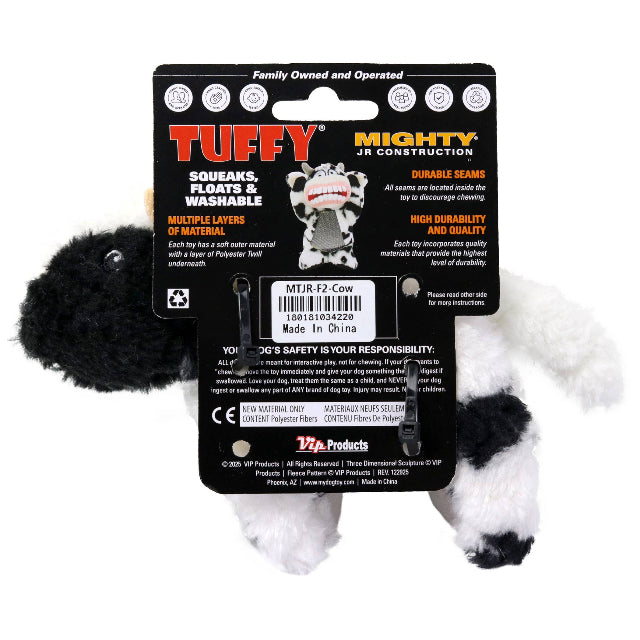 Tuffy MIGHTY Farm Jr. Cow Small Tough Plush Dog Toy