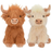 Multipet Plush Shaggy Highland Cow Squeaky Dog Toy, Assorted Sizes