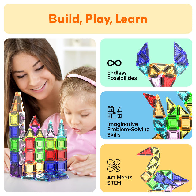 40pc Nano Magnetic Building Tiles Construction Travel Set
